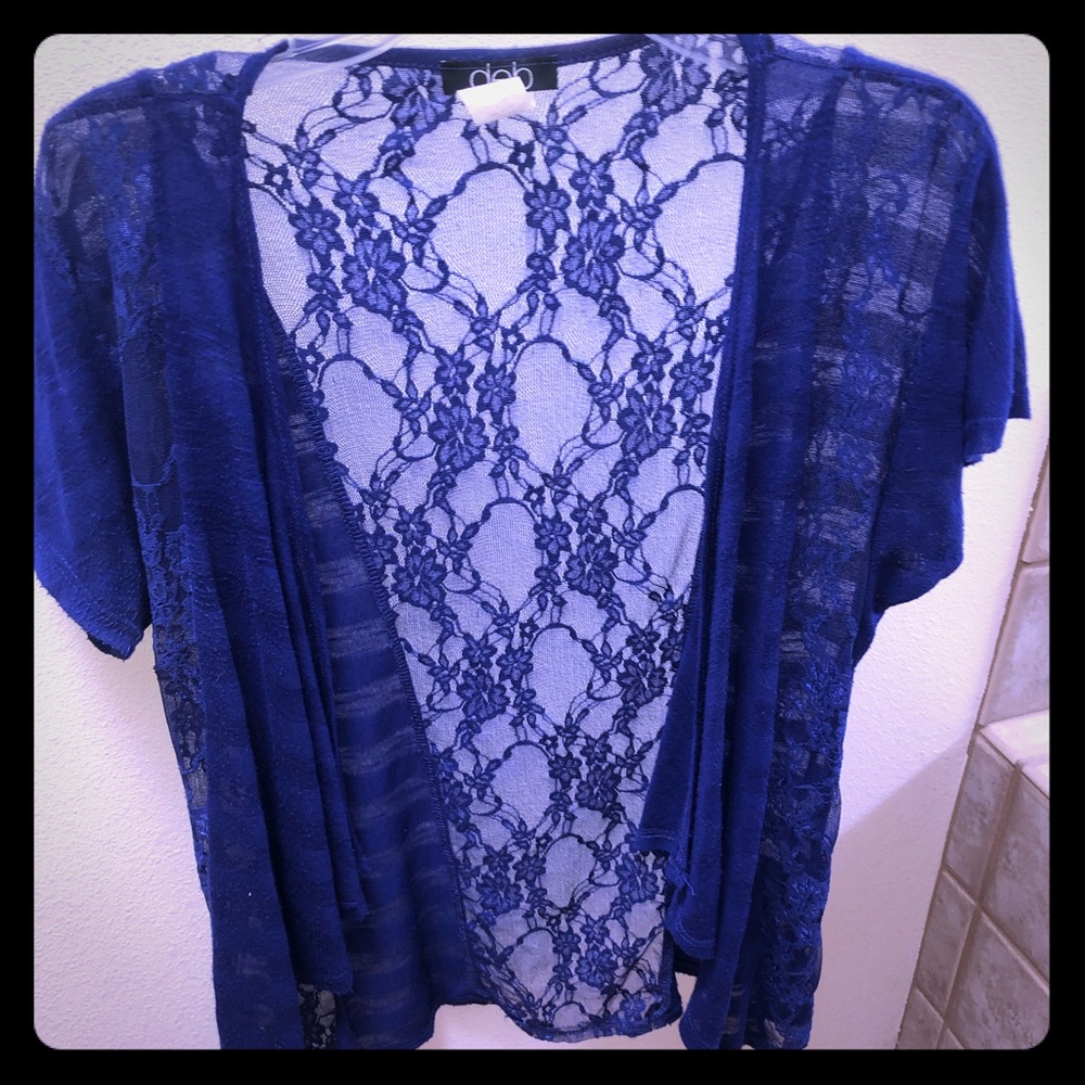 Royal blue short-sleeve cardigan
